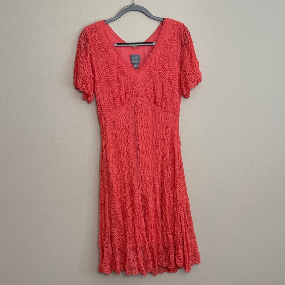 Coral Textured Midi Dress